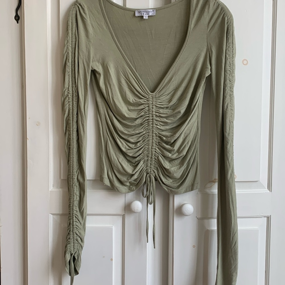 Green mousseline top extensible